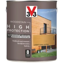 V33 High-Protection Exterior Woodstain Satin Light Oak 2.5Ltr