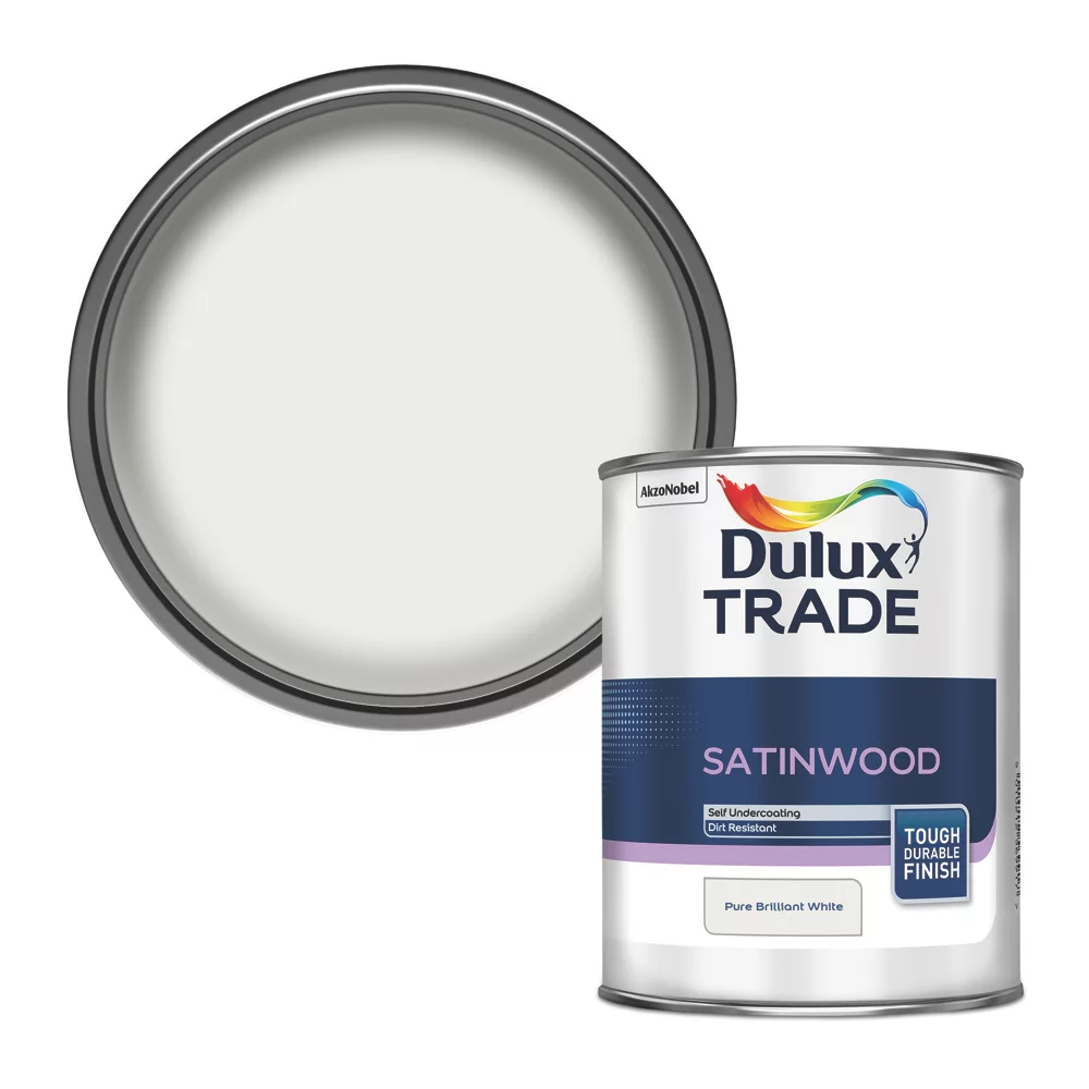 Dulux Trade Satin Pure Brilliant White Trim Paint 1Ltr 3 Dulux Trade Satin Pure Brilliant White Trim Paint 1Ltr