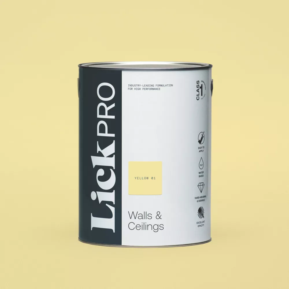LickPro Eggshell Yellow 01 Emulsion Paint 5Ltr 3 LickPro Eggshell Yellow 01 Emulsion Paint 5Ltr