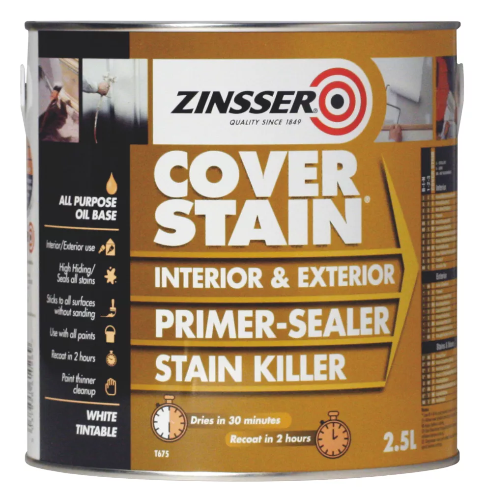 Zinsser Cover Stain Primer White 2.5Ltr 3 Zinsser Cover Stain Primer White 2.5Ltr