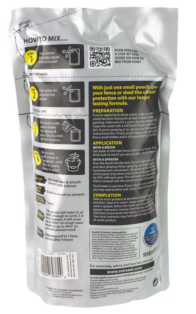Ronseal Ultimate Fence Life Concentrate Treatment Charcoal Grey 5L From 950mlLtr 6 Ronseal Ultimate Fence Life Concentrate Treatment Charcoal Grey 5L From 950mlLtr - Image 4