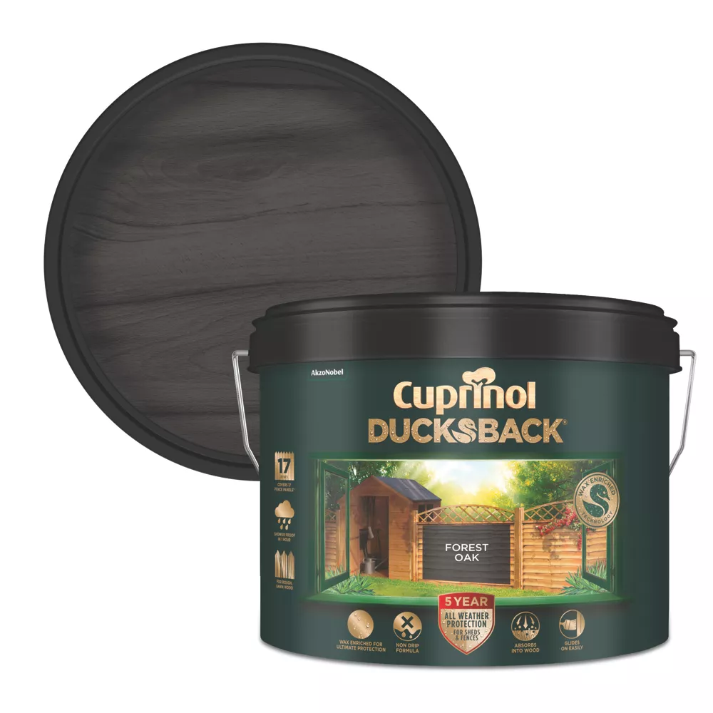 Cuprinol Ducksback Shed & Fence Paint Forest Oak 9Ltr 3 Cuprinol Ducksback Shed & Fence Paint Forest Oak 9Ltr