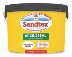 Sandtex Ultra Smooth Masonry Paint Pure Brilliant White 10Ltr -Famous Paint Store 23771 A2