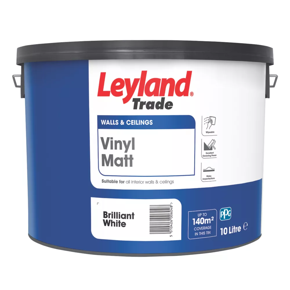 Leyland Trade Vinyl Matt Brilliant White Emulsion Paint 10Ltr 3 Leyland Trade Vinyl Matt Brilliant White Emulsion Paint 10Ltr