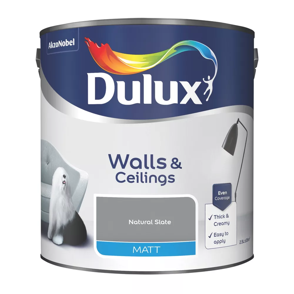 Dulux Matt Natural Slate Emulsion Paint 2.5Ltr 4 Dulux Matt Natural Slate Emulsion Paint 2.5Ltr - Image 2