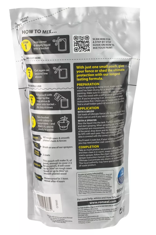 Ronseal Ultimate Fence Life Concentrate Treatment Sage 5L From 950mlLtr 6 Ronseal Ultimate Fence Life Concentrate Treatment Sage 5L From 950mlLtr - Image 4