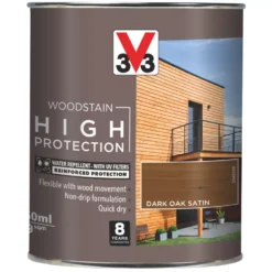 V33 High-Protection Exterior Woodstain Satin Dark Oak 750ml