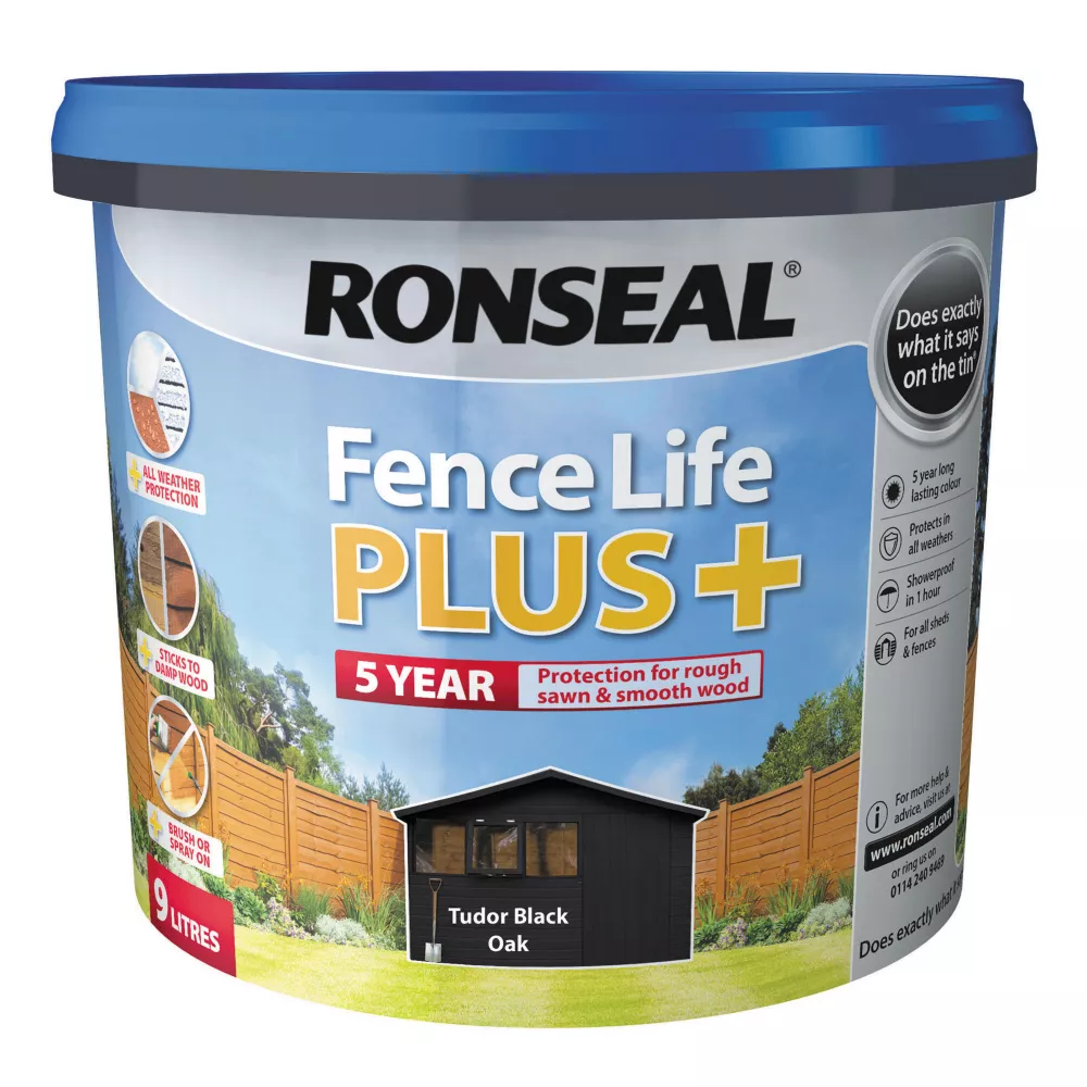 Ronseal Fence Life Plus Shed & Fence Treatment Tudor Black Oak 9Ltr 4 Ronseal Fence Life Plus Shed & Fence Treatment Tudor Black Oak 9Ltr - Image 2
