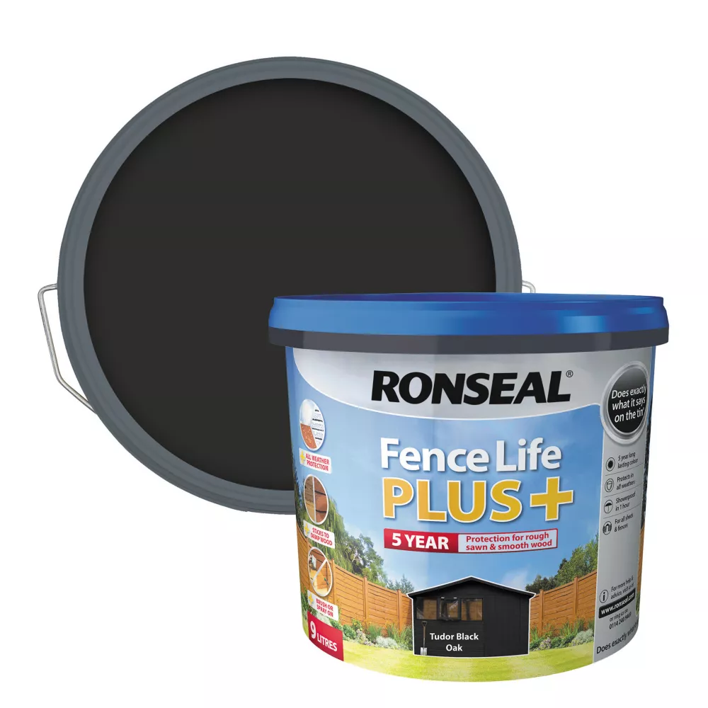 Ronseal Fence Life Plus Shed & Fence Treatment Tudor Black Oak 9Ltr 3 Ronseal Fence Life Plus Shed & Fence Treatment Tudor Black Oak 9Ltr