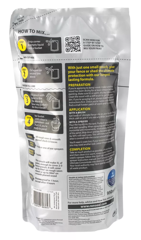 Ronseal Ultimate Fence Life Concentrate Treatment Medium Oak 5L From 950mlLtr 6 Ronseal Ultimate Fence Life Concentrate Treatment Medium Oak 5L From 950mlLtr - Image 4