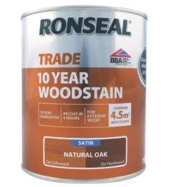 Ronseal Trade 10 Year Woodstain Satin Natural Oak 750ml
