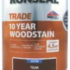 Ronseal Trade 10 Year Woodstain Satin Teak 750ml -Famous Paint Store 594FG P