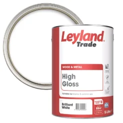 Leyland Trade High Gloss Brilliant White Trim Paint 5Ltr