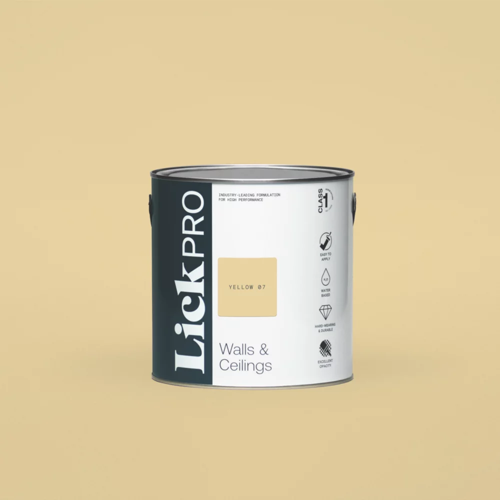 LickPro Eggshell Yellow 07 Emulsion Paint 2.5Ltr 3 LickPro Eggshell Yellow 07 Emulsion Paint 2.5Ltr