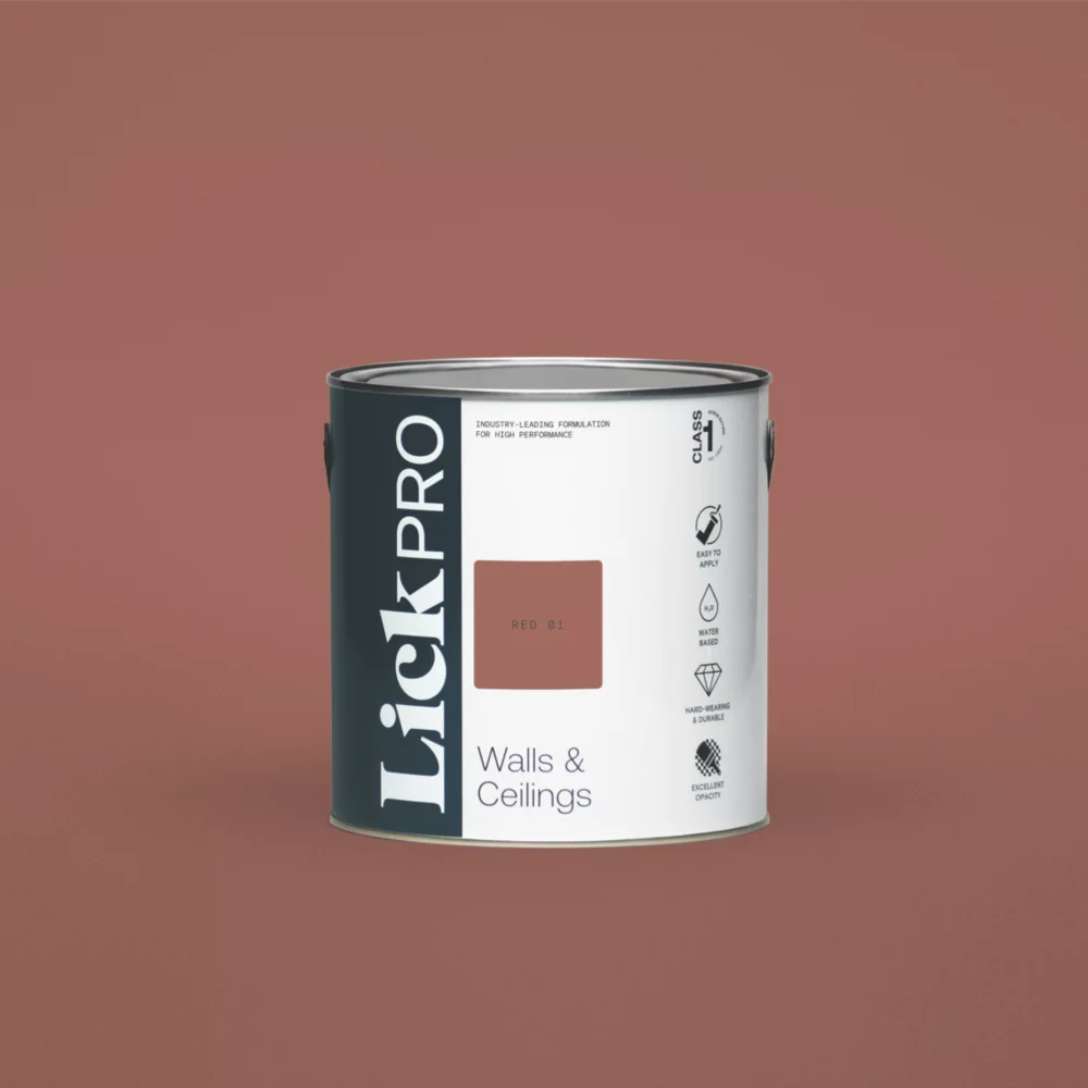LickPro Eggshell Red 01 Emulsion Paint 2.5Ltr 3 LickPro Eggshell Red 01 Emulsion Paint 2.5Ltr