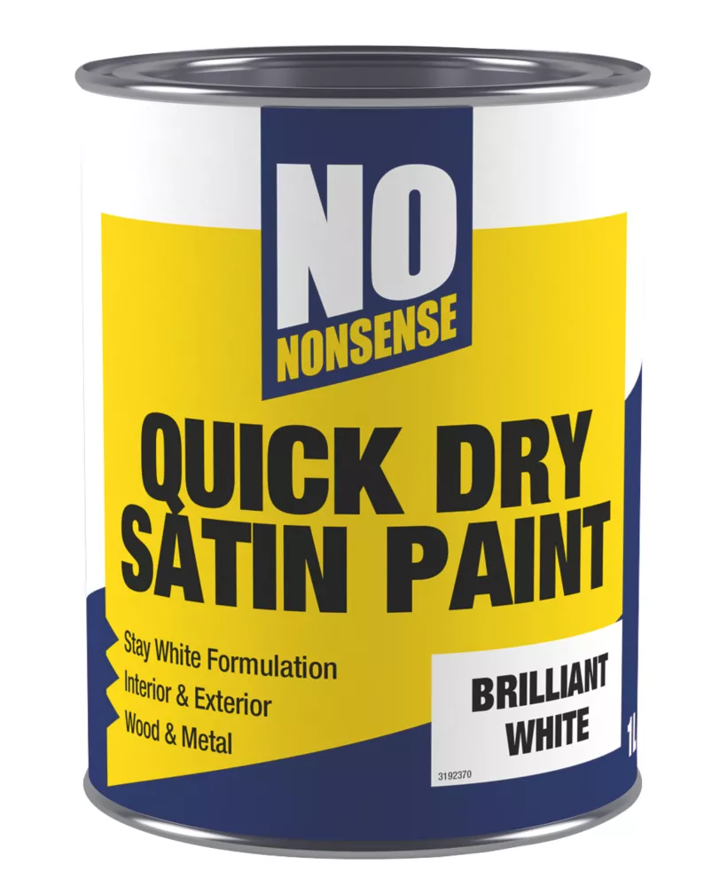 No Nonsense Satin Brilliant White Acrylic Water-Based Paint 1Ltr
