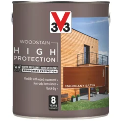 V33 High-Protection Exterior Woodstain Satin Mahogany 2.5Ltr