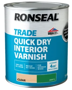 Ronseal Trade Quick-Dry Interior Varnish Matt Clear 750ml