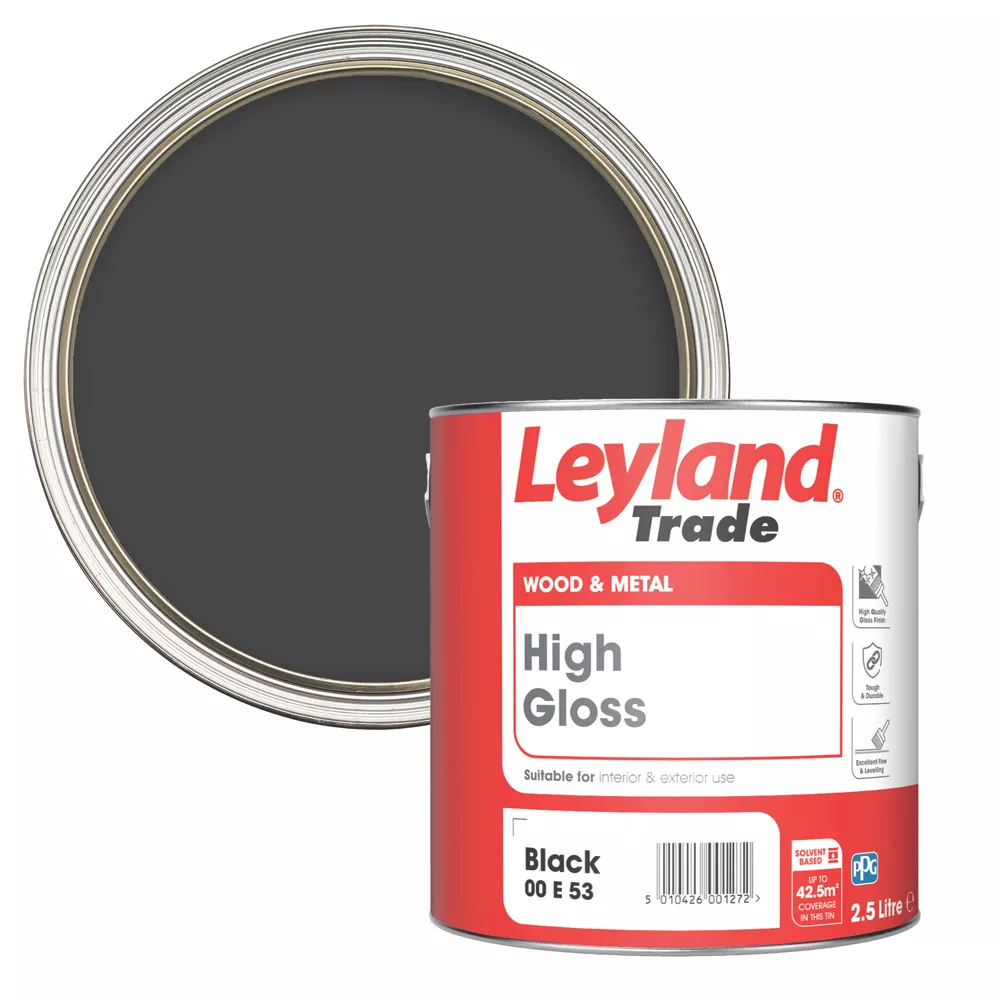 Leyland Trade High Gloss Black Trim Paint 2.5Ltr